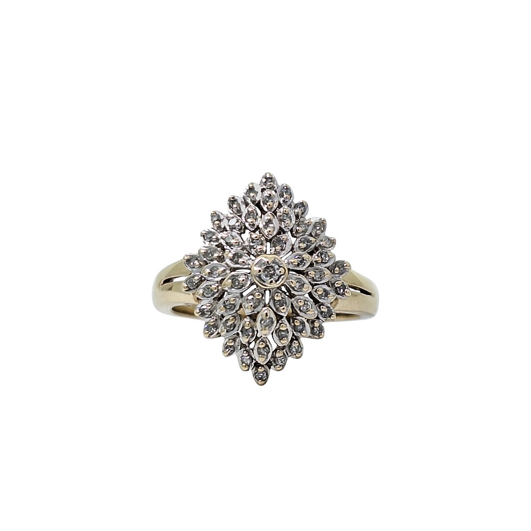 9ct Yellow Gold Diamond Cluster Ring