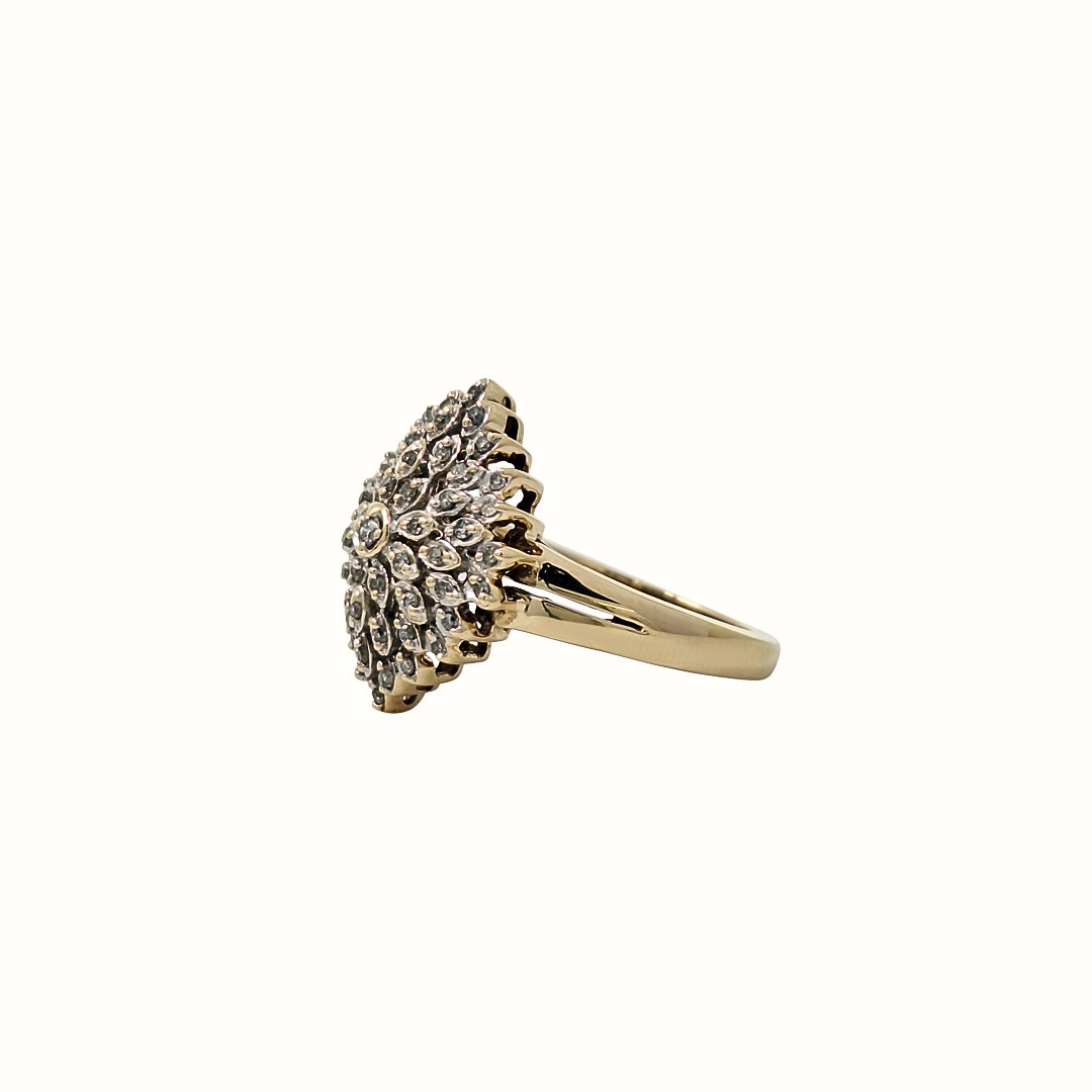 9ct Yellow Gold Diamond Cluster Ring