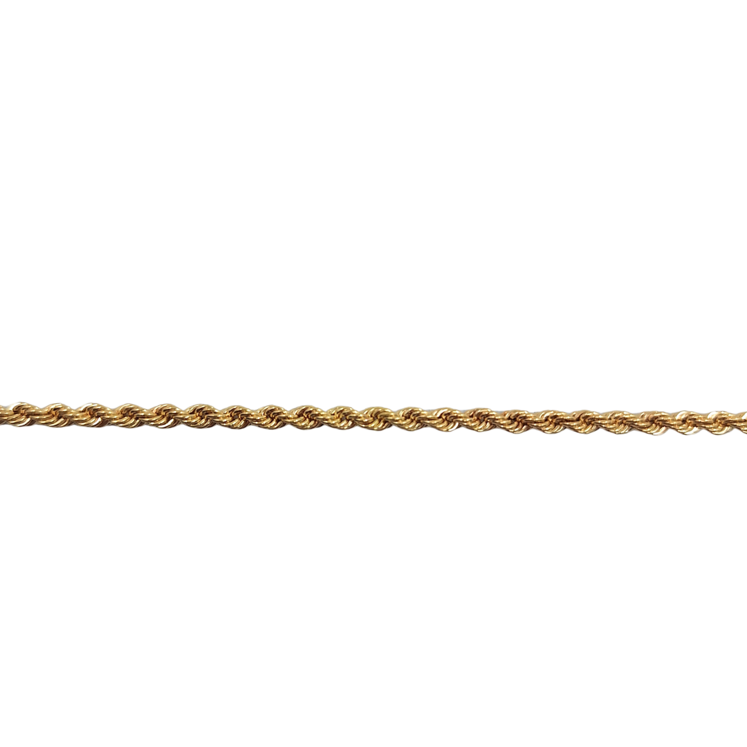 9ct Yellow Gold Hollow Rope Anklet 10"