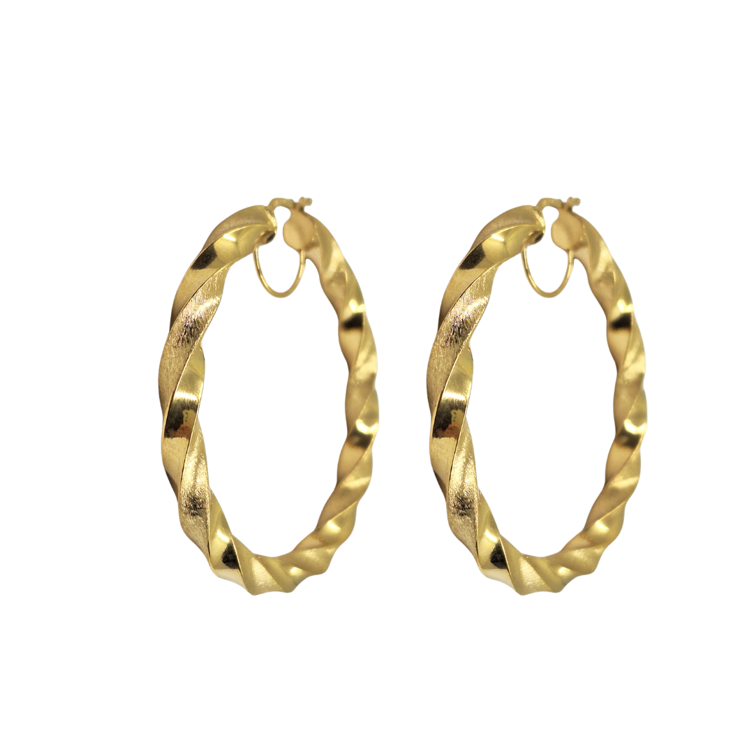 9ct Yellow Gold Twist Creole Hoop Earrings