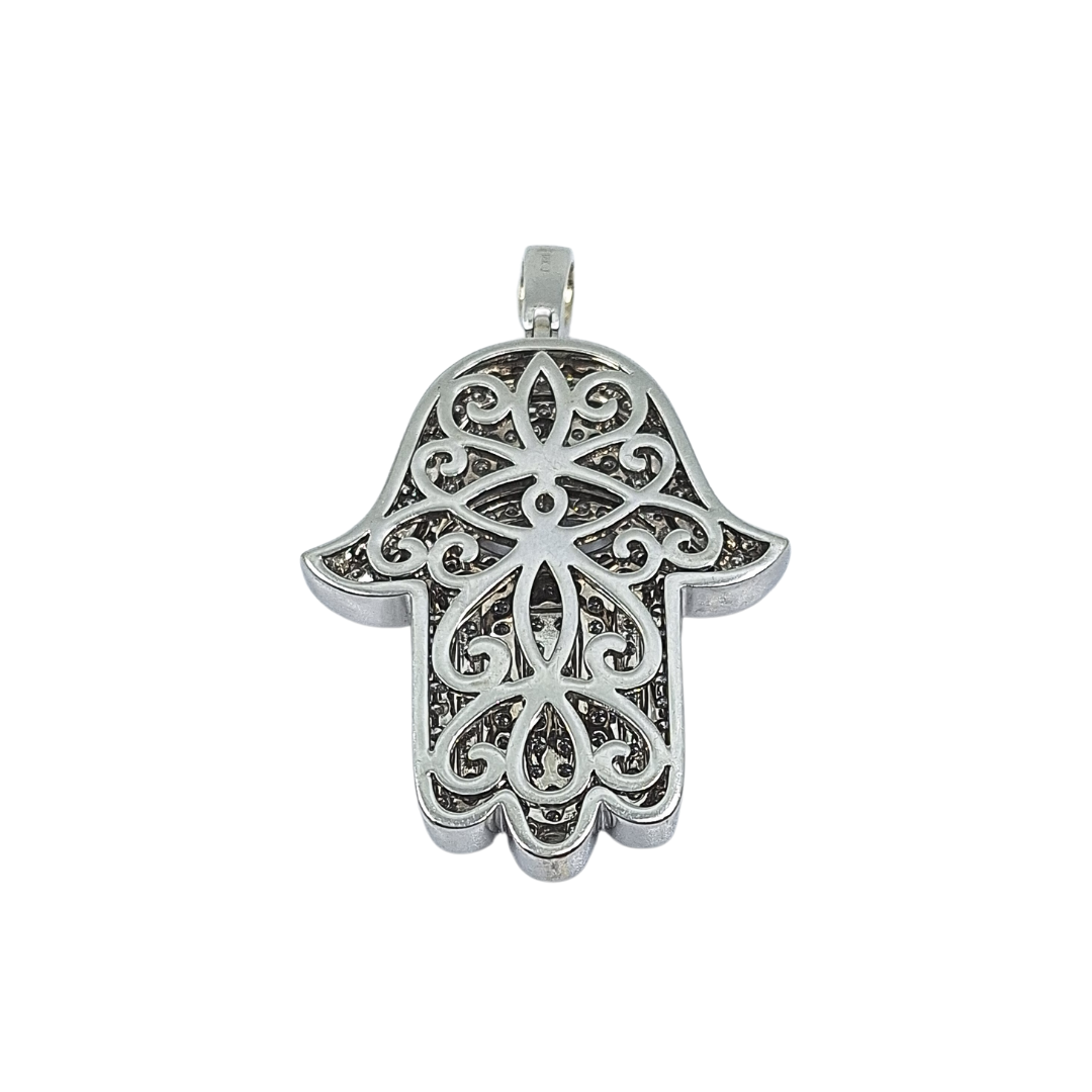 18ct White Gold & Diamond Medium Hamsa Pendant