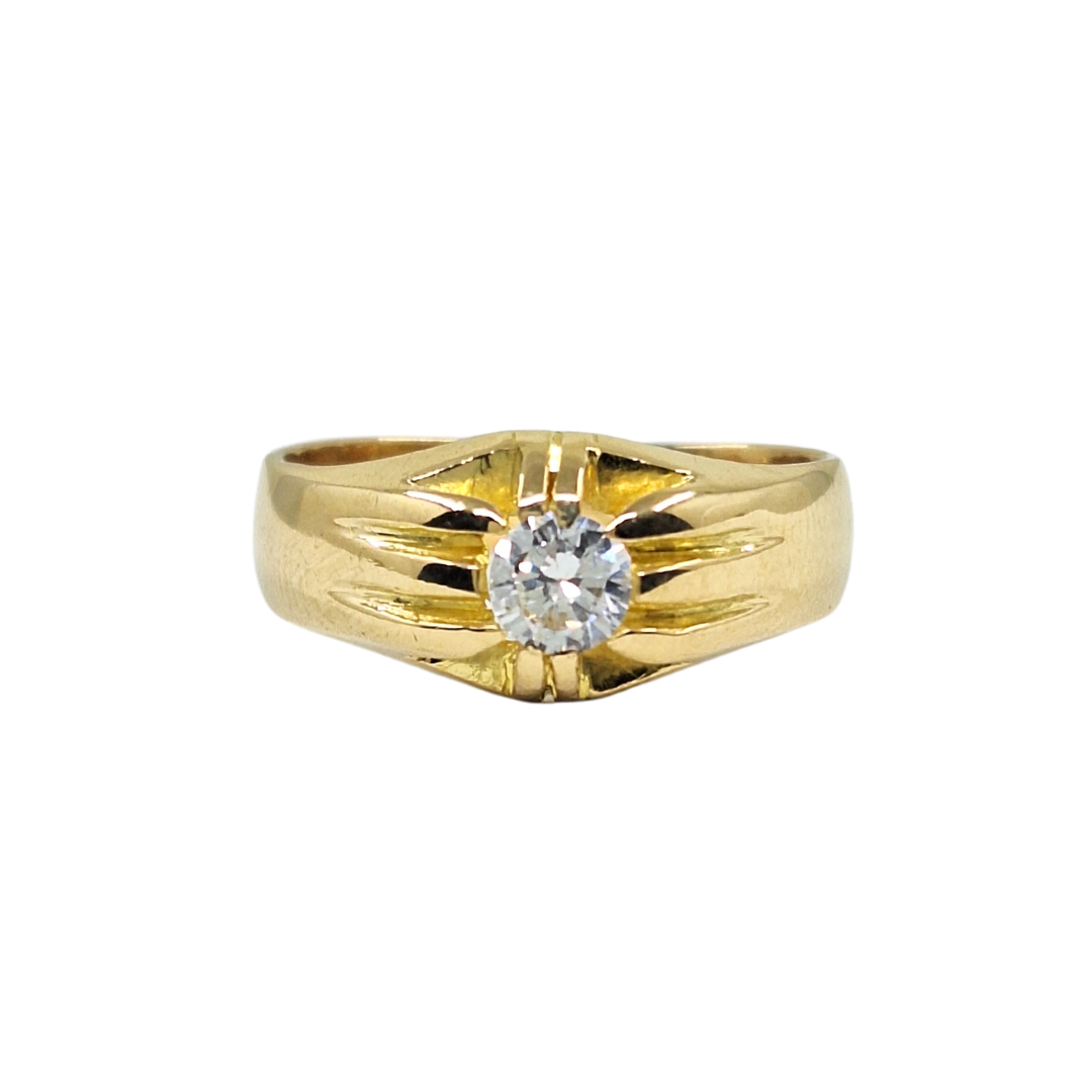 18ct Yellow Gold Gypsy Set Diamond Solitaire Ring