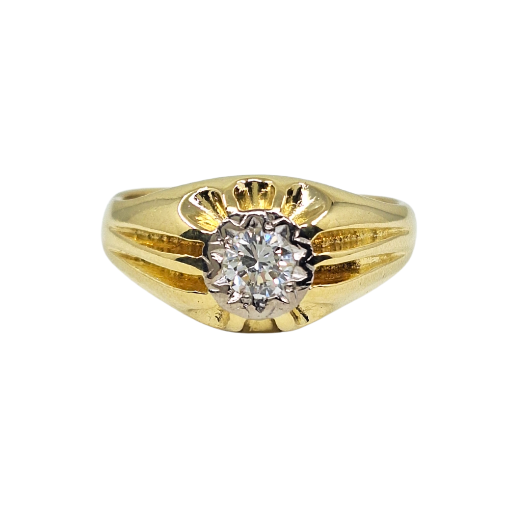 18ct Yellow Gold Gypsy Set Diamond Solitaire Ring