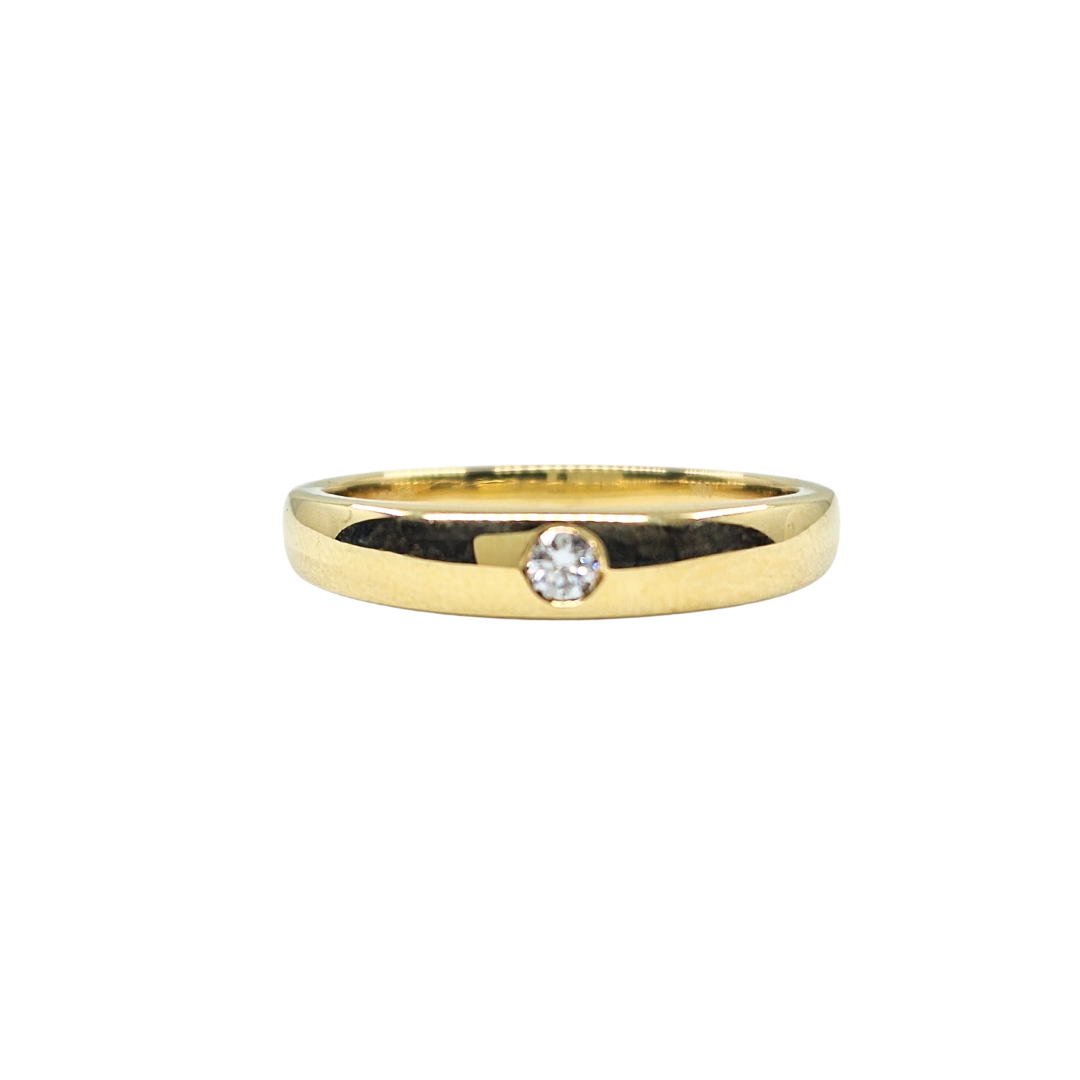 18ct Yellow Gold Diamond Solitaire Band Ring