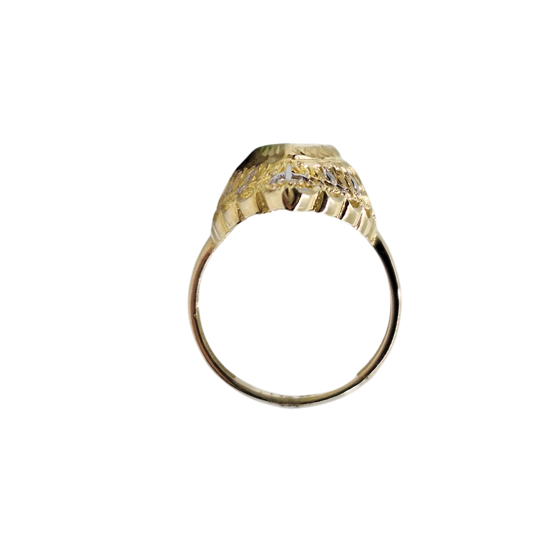 14ct Yellow Gold Green Cubic Zirconia Ring