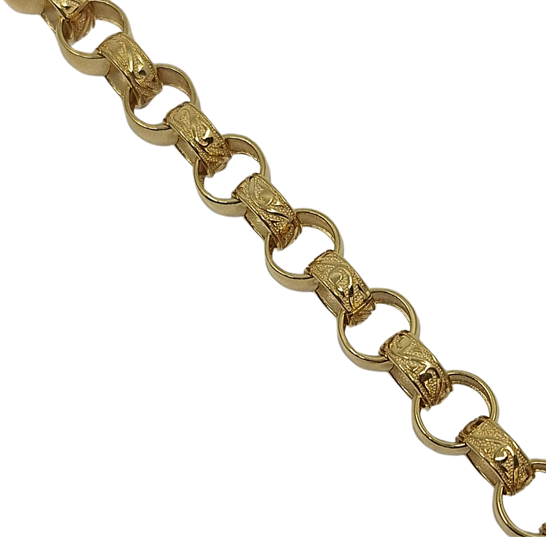 9ct Yellow Gold Pattern & Plain Belcher Chain 24"