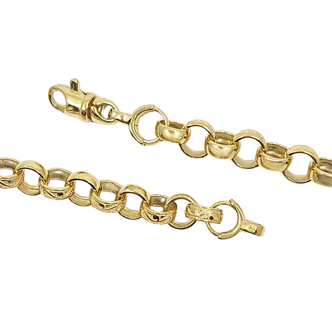 9ct Yellow Gold Pattern & Plain Belcher Chain 24"