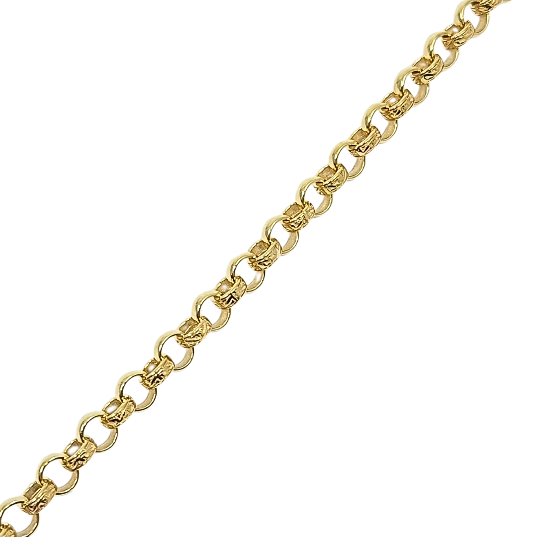 9ct Yellow Gold Pattern & Plain Belcher Chain 24"