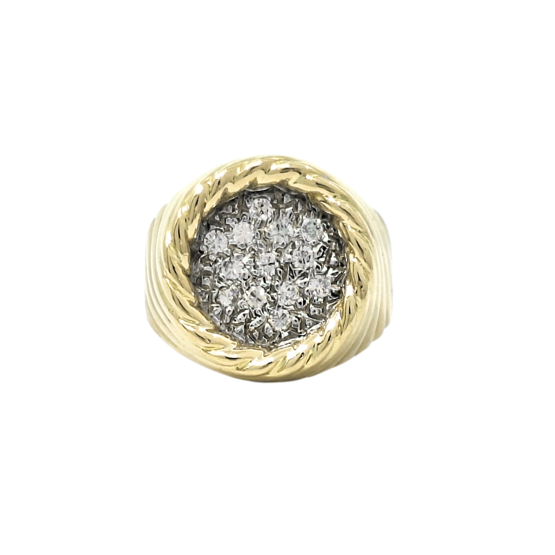 18ct Yellow Gold Diamond Cluster Signet Ring