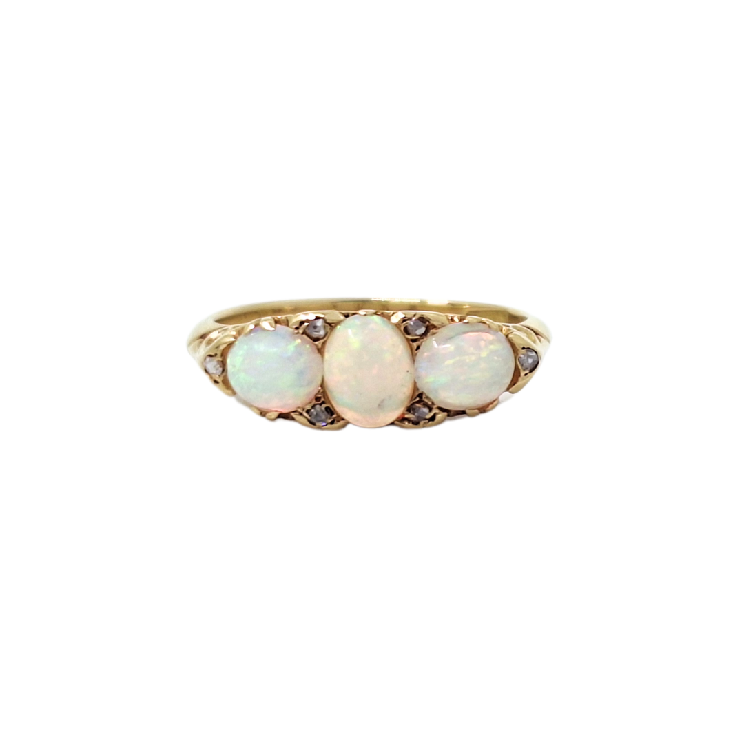 18ct Yellow Gold Three Stone Opal Ring