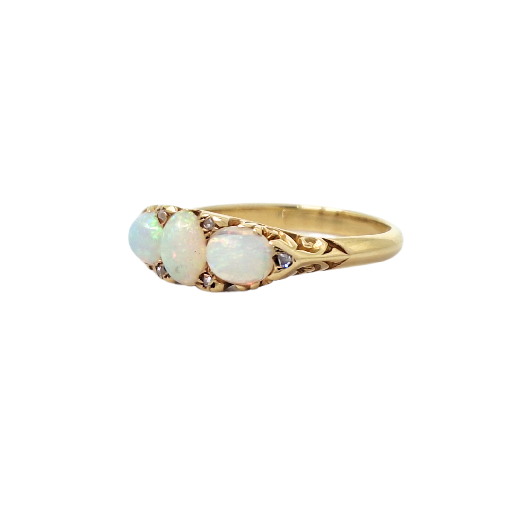 18ct Yellow Gold Three Stone Opal Ring
