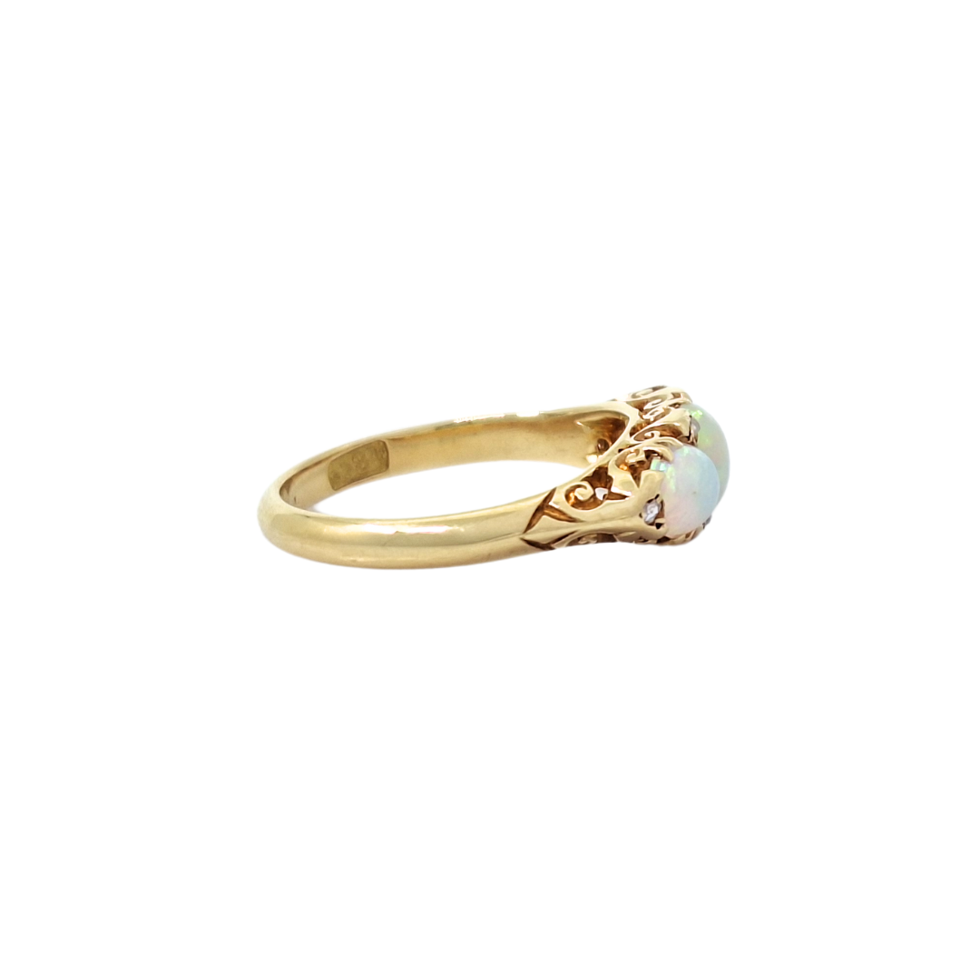 18ct Yellow Gold Three Stone Opal Ring