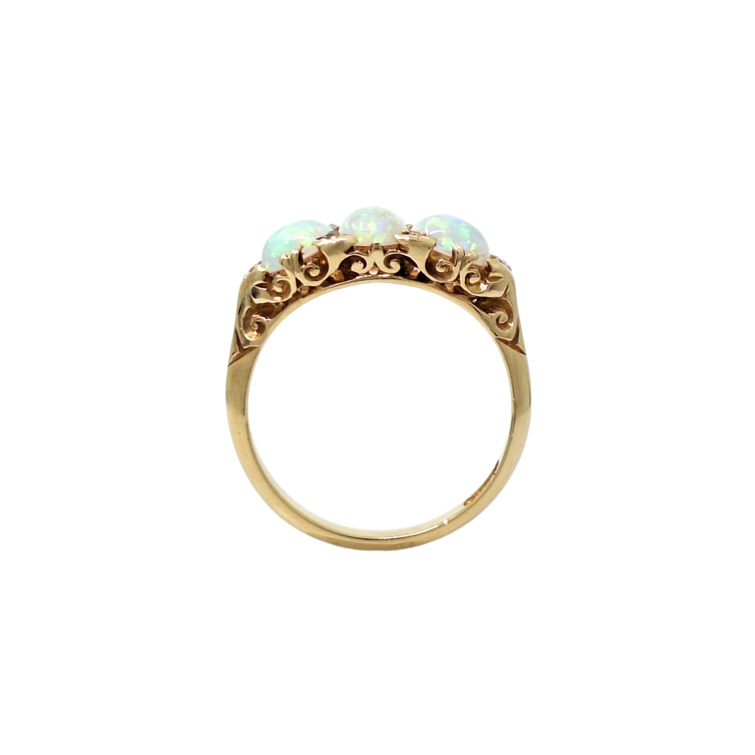 18ct Yellow Gold Three Stone Opal Ring