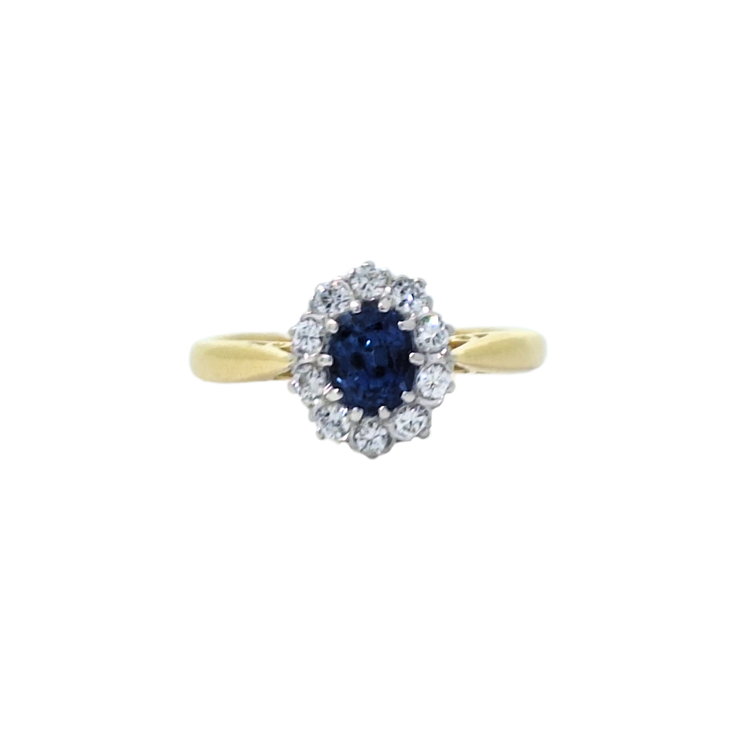 18ct Yellow Gold Sapphire & Diamond Ring