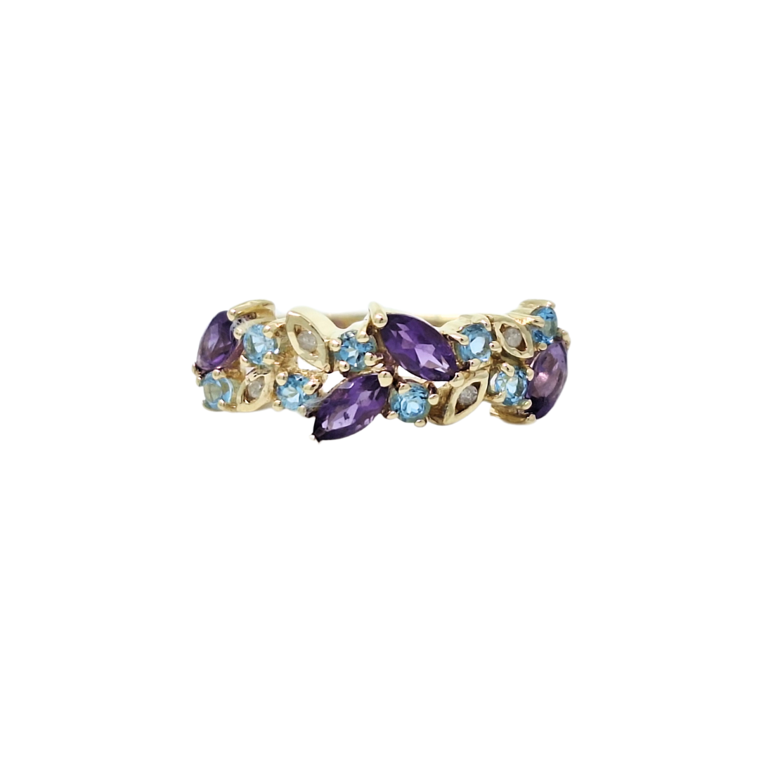 9ct Yellow Gold Multi Gemstone Ring