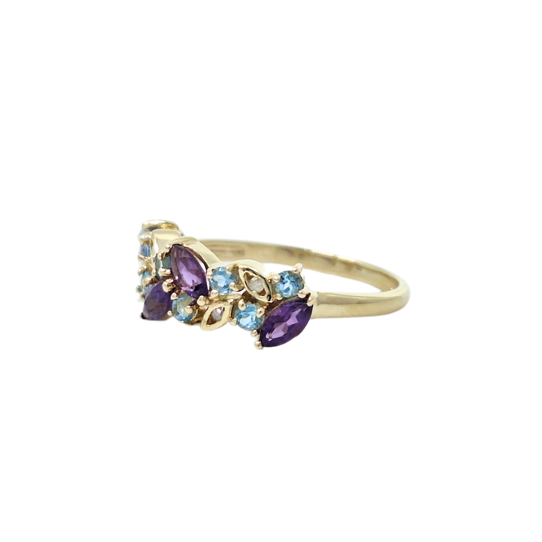 9ct Yellow Gold Multi Gemstone Ring