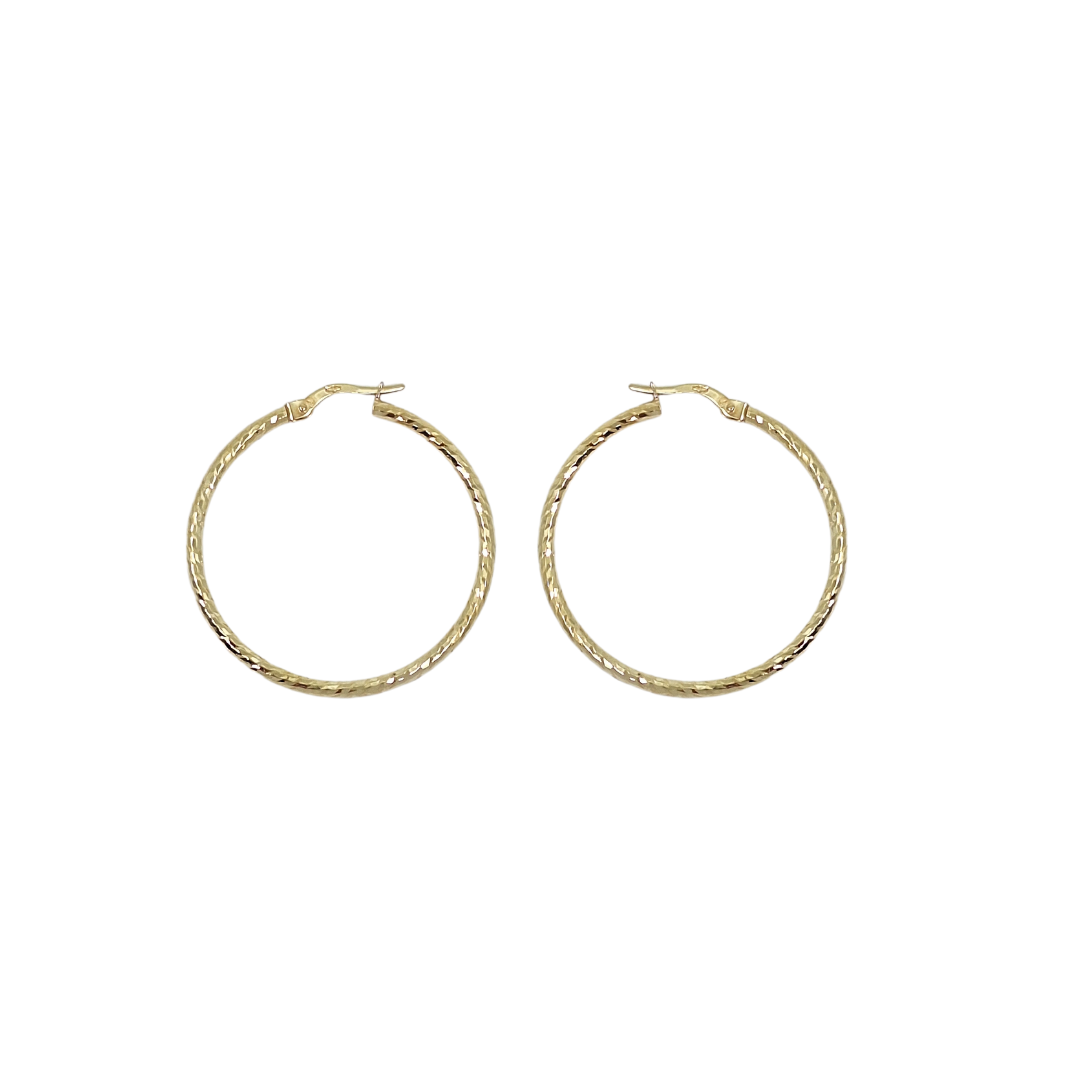 9ct Yellow Gold Pattern Hoops