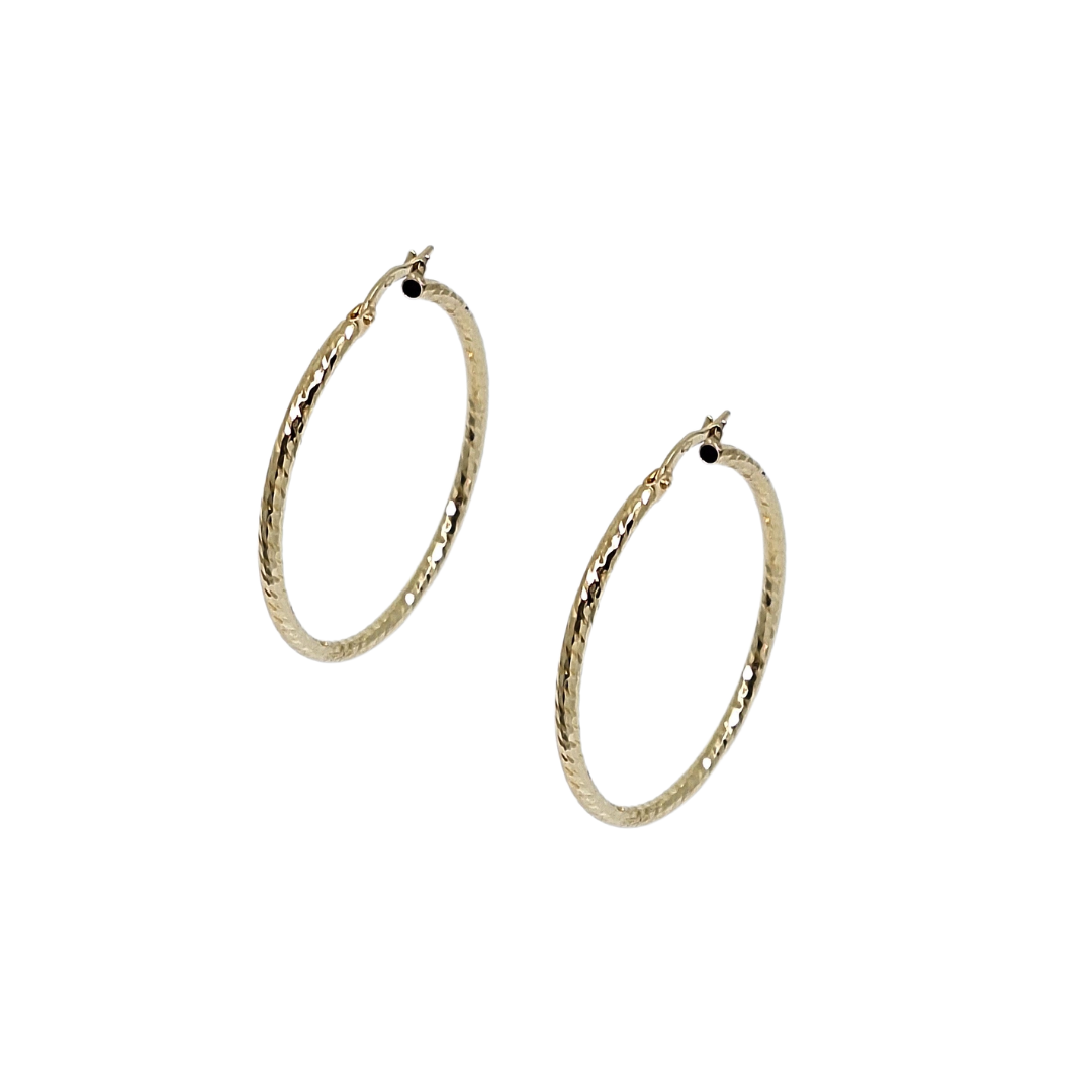 9ct Yellow Gold Pattern Hoops