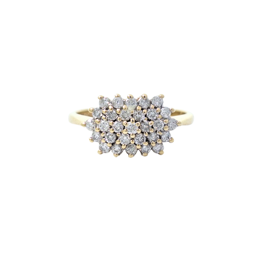 9ct Yellow Gold Diamond Cluster Ring 0.50ct