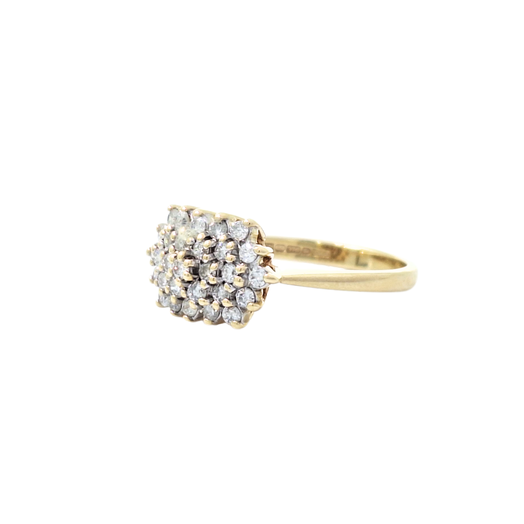 9ct Yellow Gold Diamond Cluster Ring 0.50ct