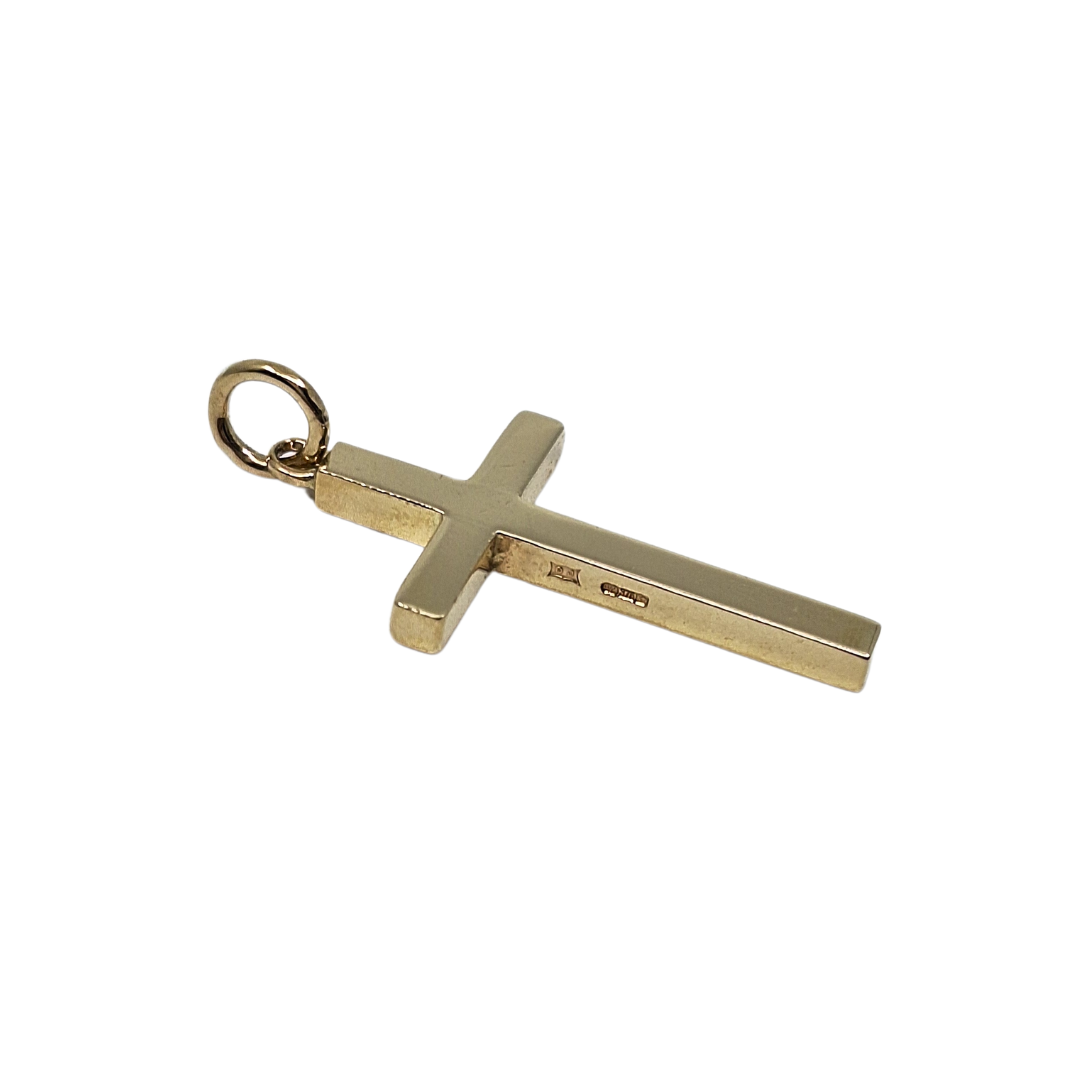 9ct Yellow Gold Plain Solid Cross Pendant