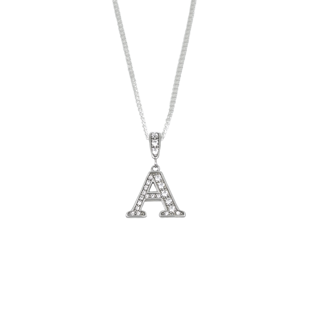 Silver & CZ Initial A Pendant