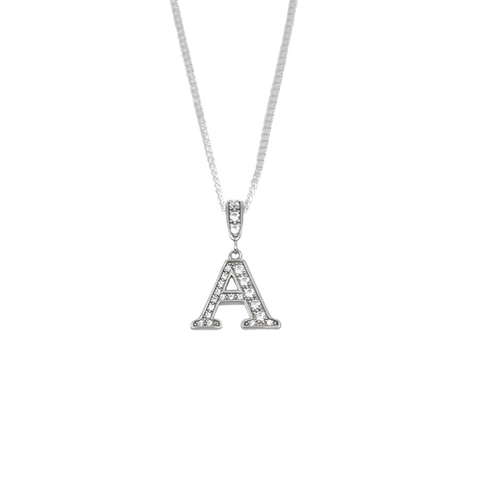 Silver & CZ Initial A Pendant