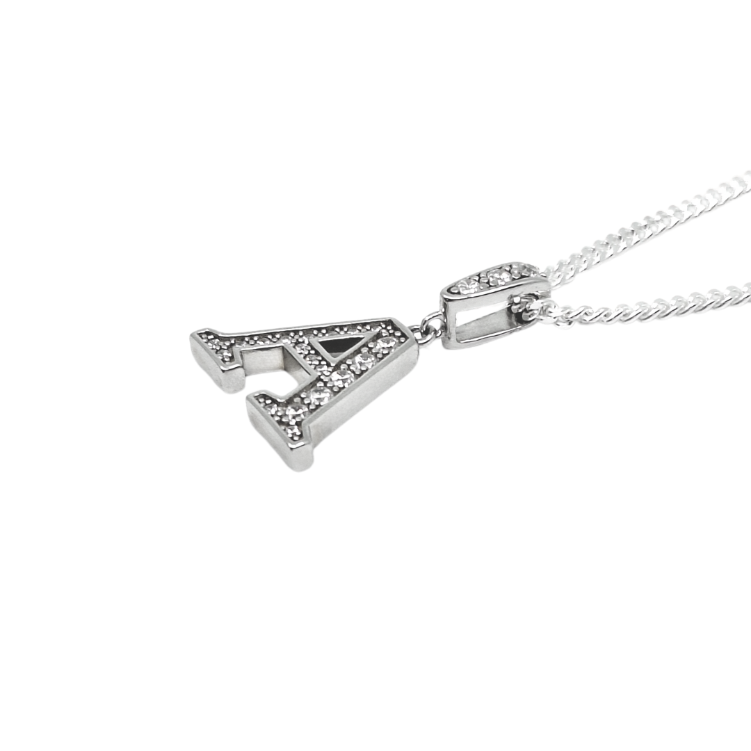Silver & CZ Initial A Pendant