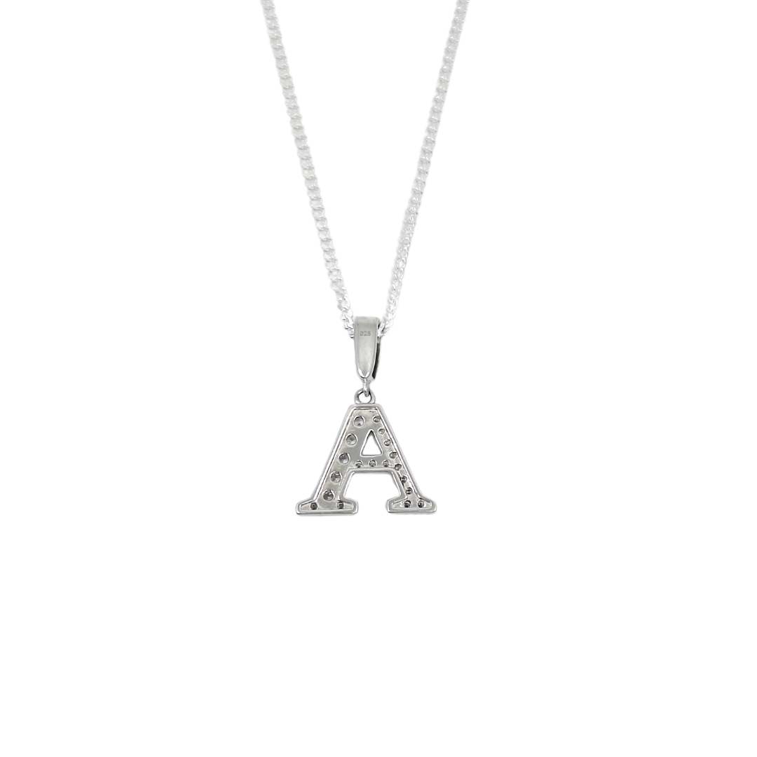 Silver & CZ Initial A Pendant