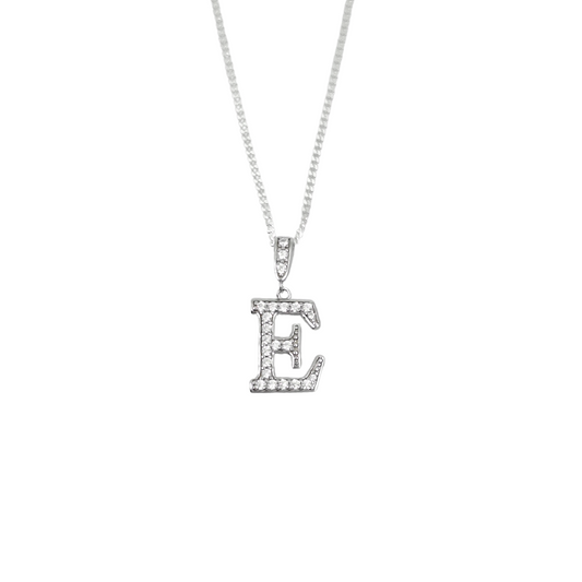 Silver & CZ Initial E Pendant