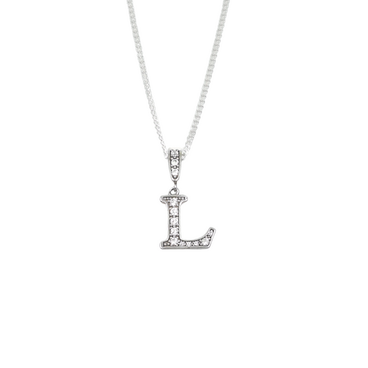 Silver & CZ Initial L Pendant
