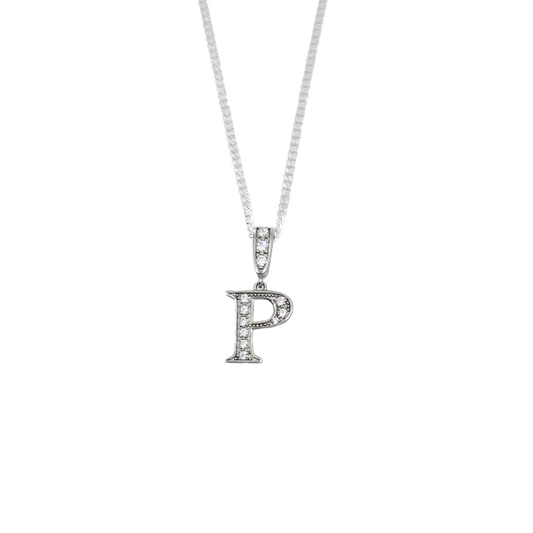 Silver & CZ Initial P Pendant