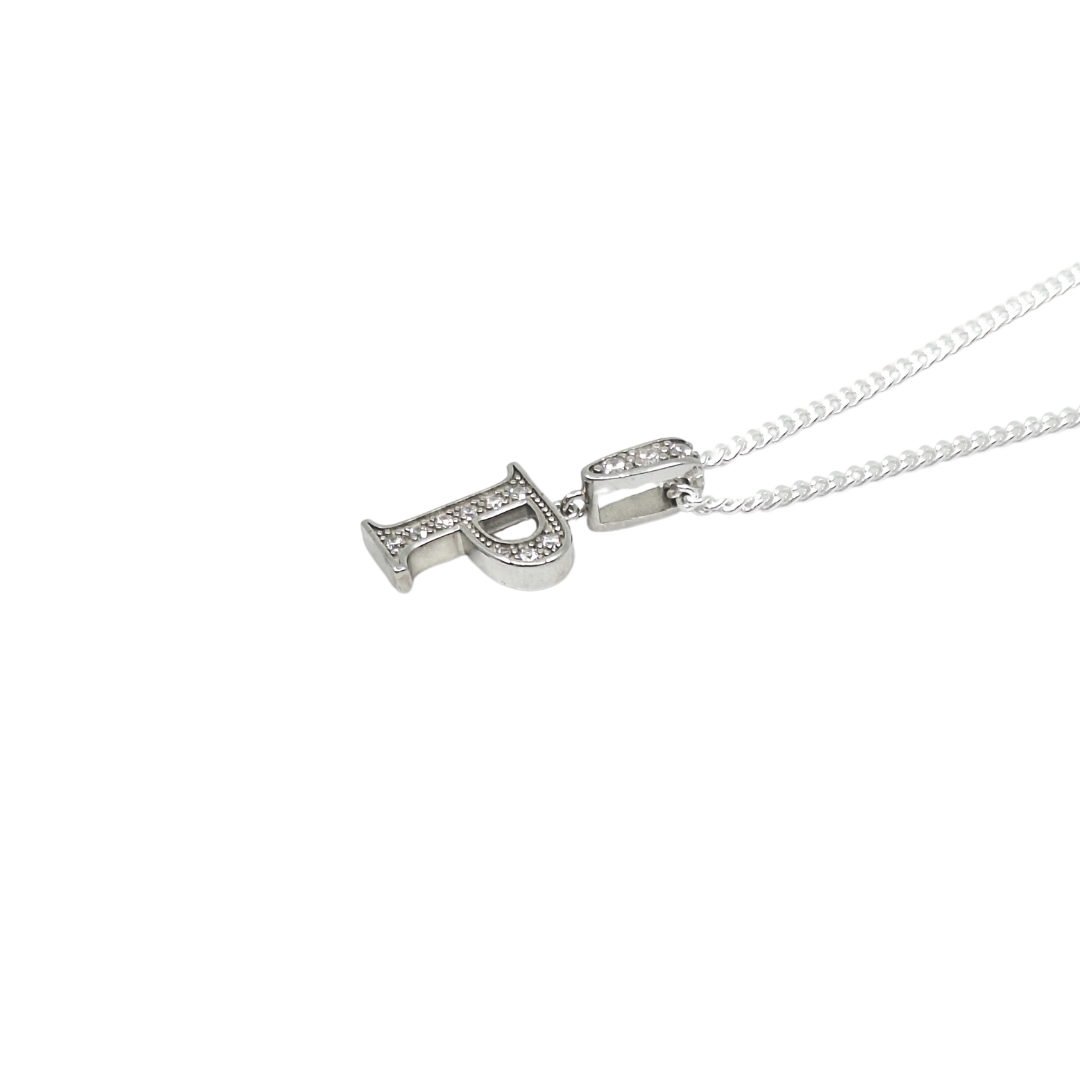 Silver & CZ Initial P Pendant