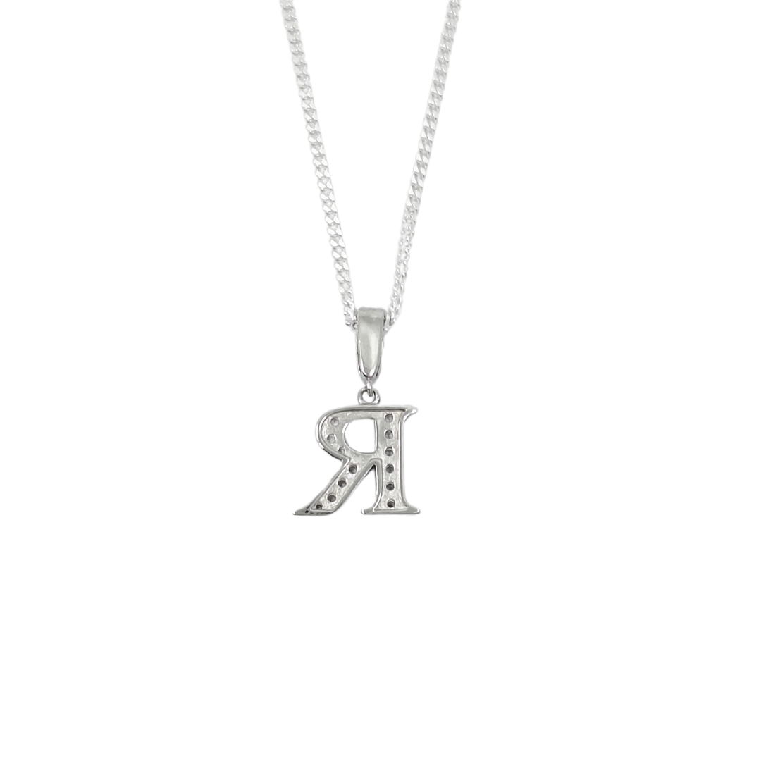 Silver & CZ Initial R Pendant
