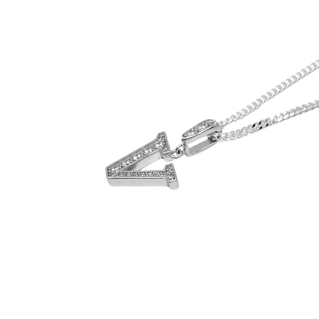 Silver & CZ Initial V Pendant