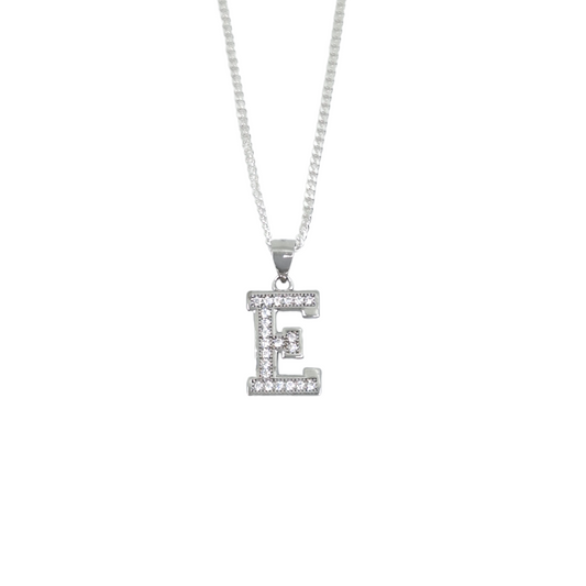 Silver & CZ Initial E Pendant