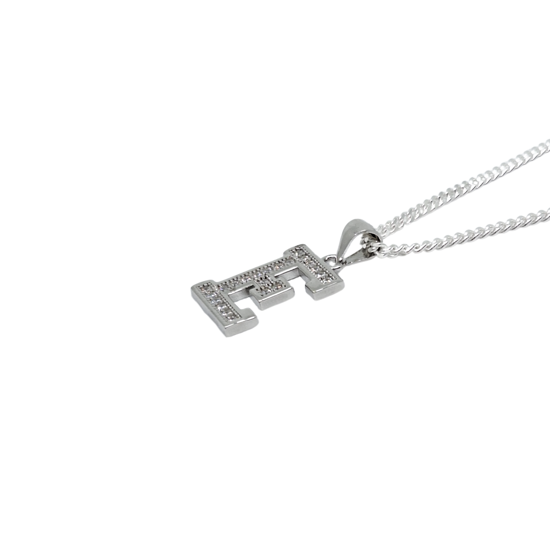Silver & CZ Initial E Pendant