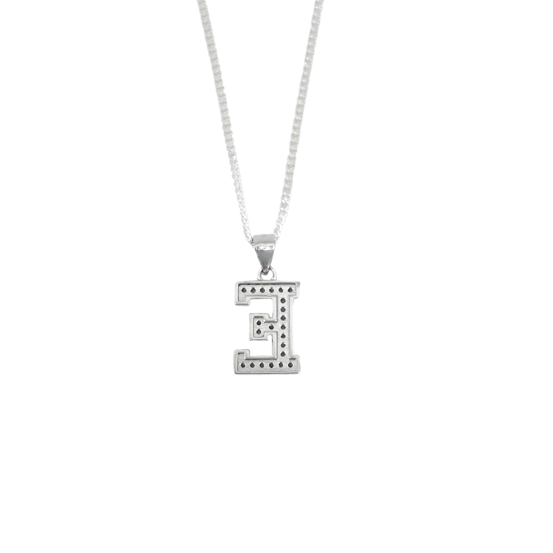 Silver & CZ Initial E Pendant