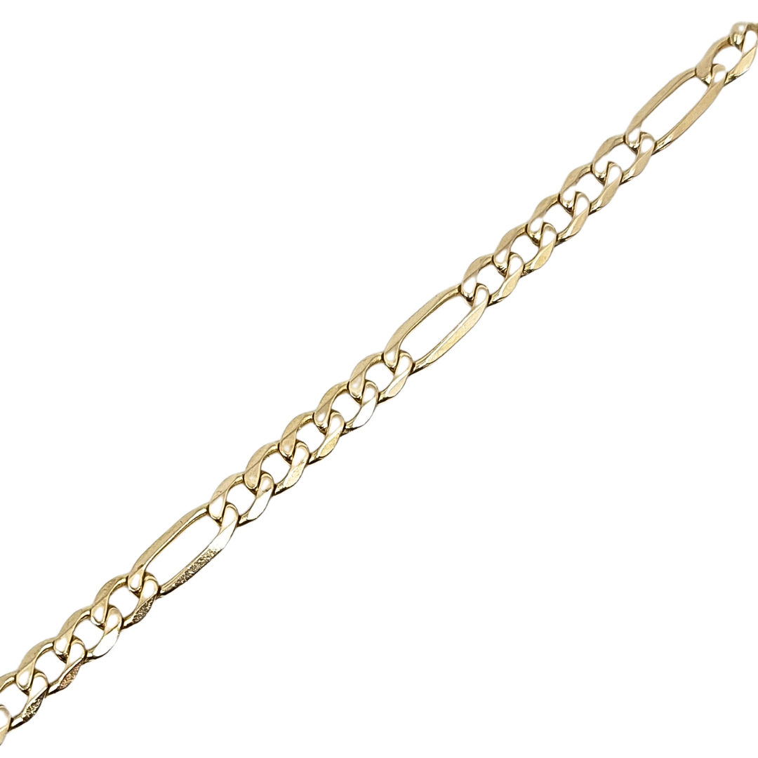 9ct Yellow Gold Figaro Bracelet 7"