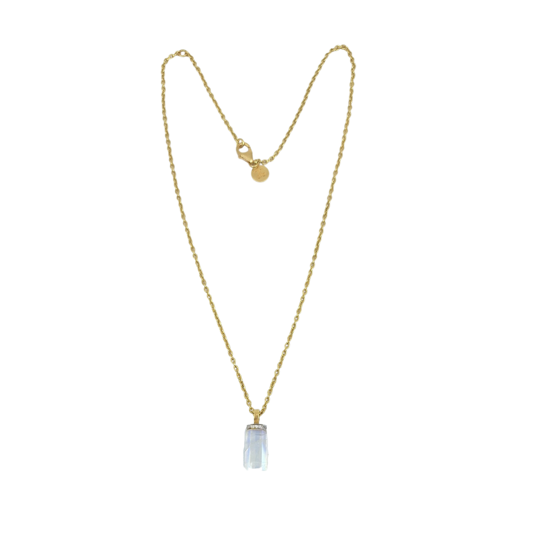 18ct Yellow Gold Moonstone & Diamond Pendant