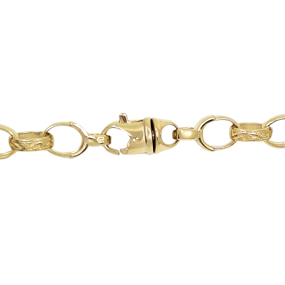 9ct Yellow Gold Pattern & Plain Belcher Chain 24"