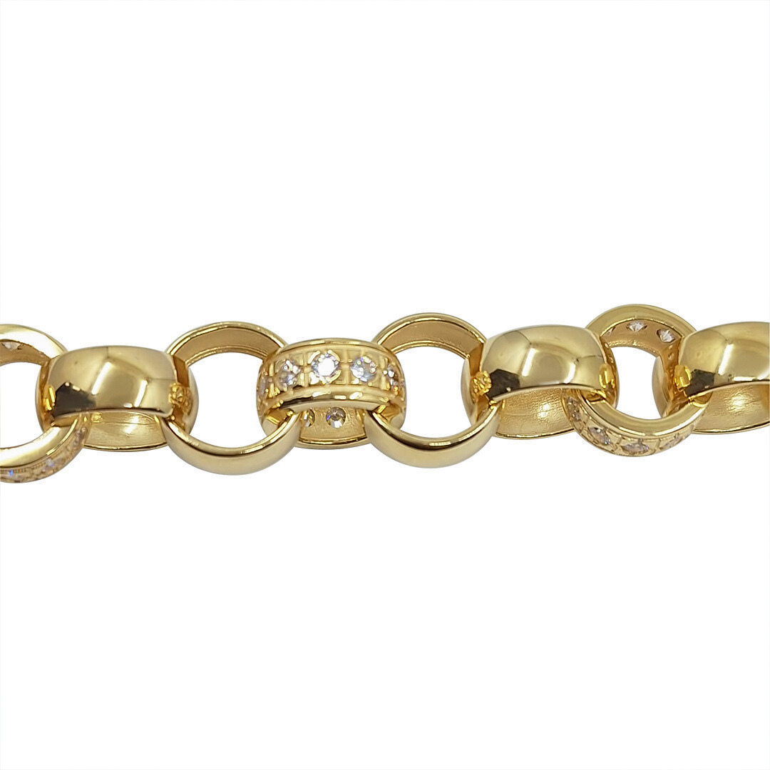 9ct Yellow Gold CZ Belcher Bracelet 9.25"