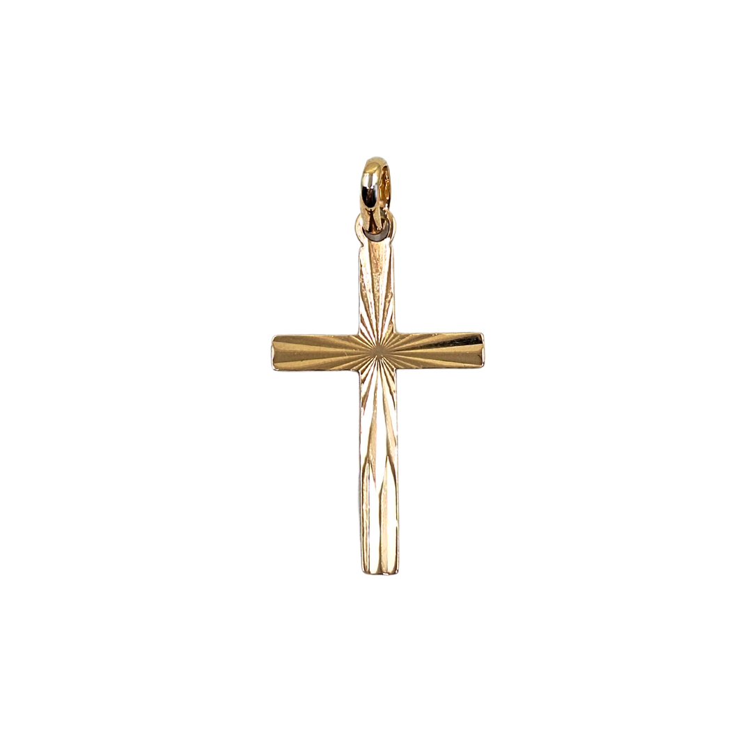 9ct Yellow Gold Engraved Cross Pendant