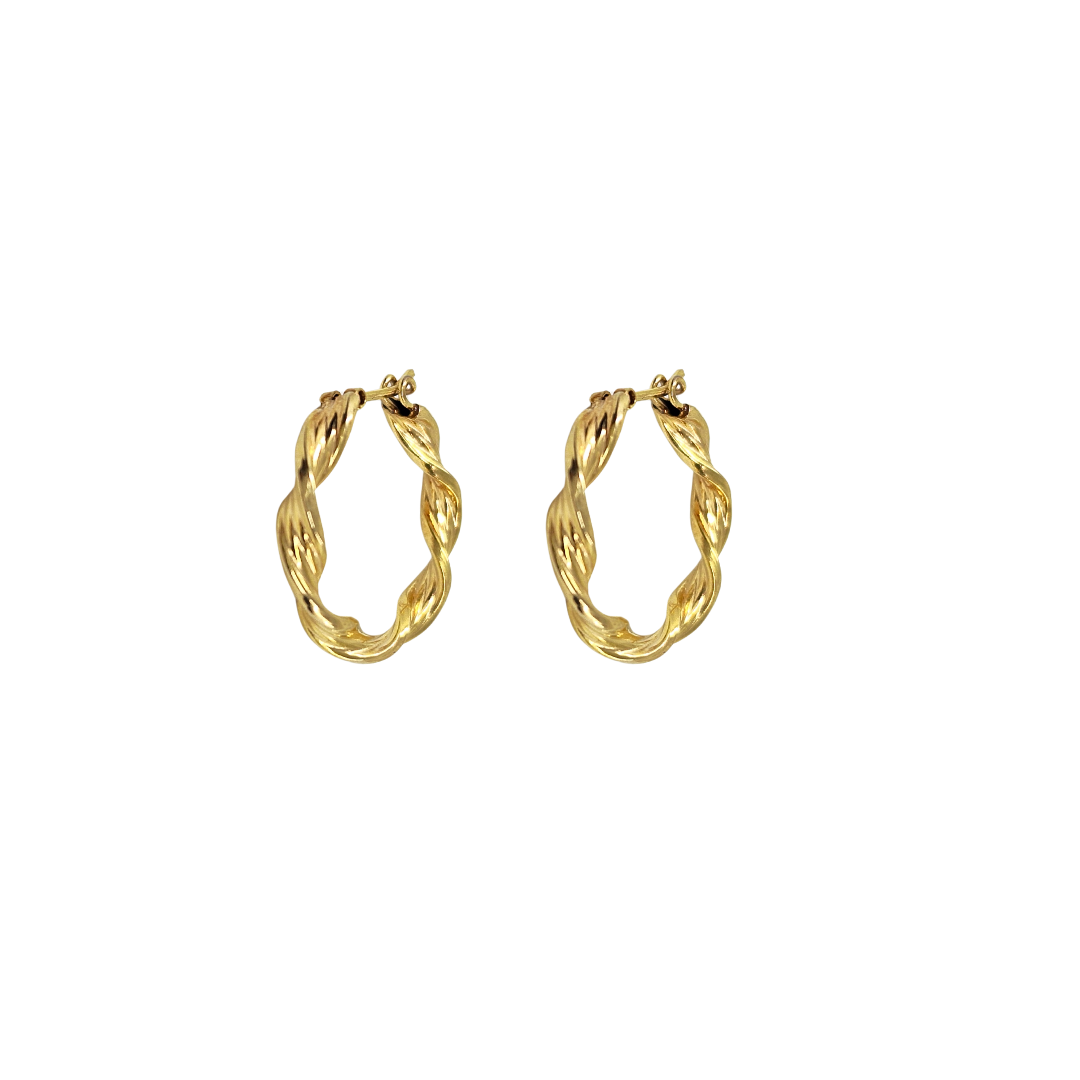 9ct Yellow Gold Twist Creole Earrings