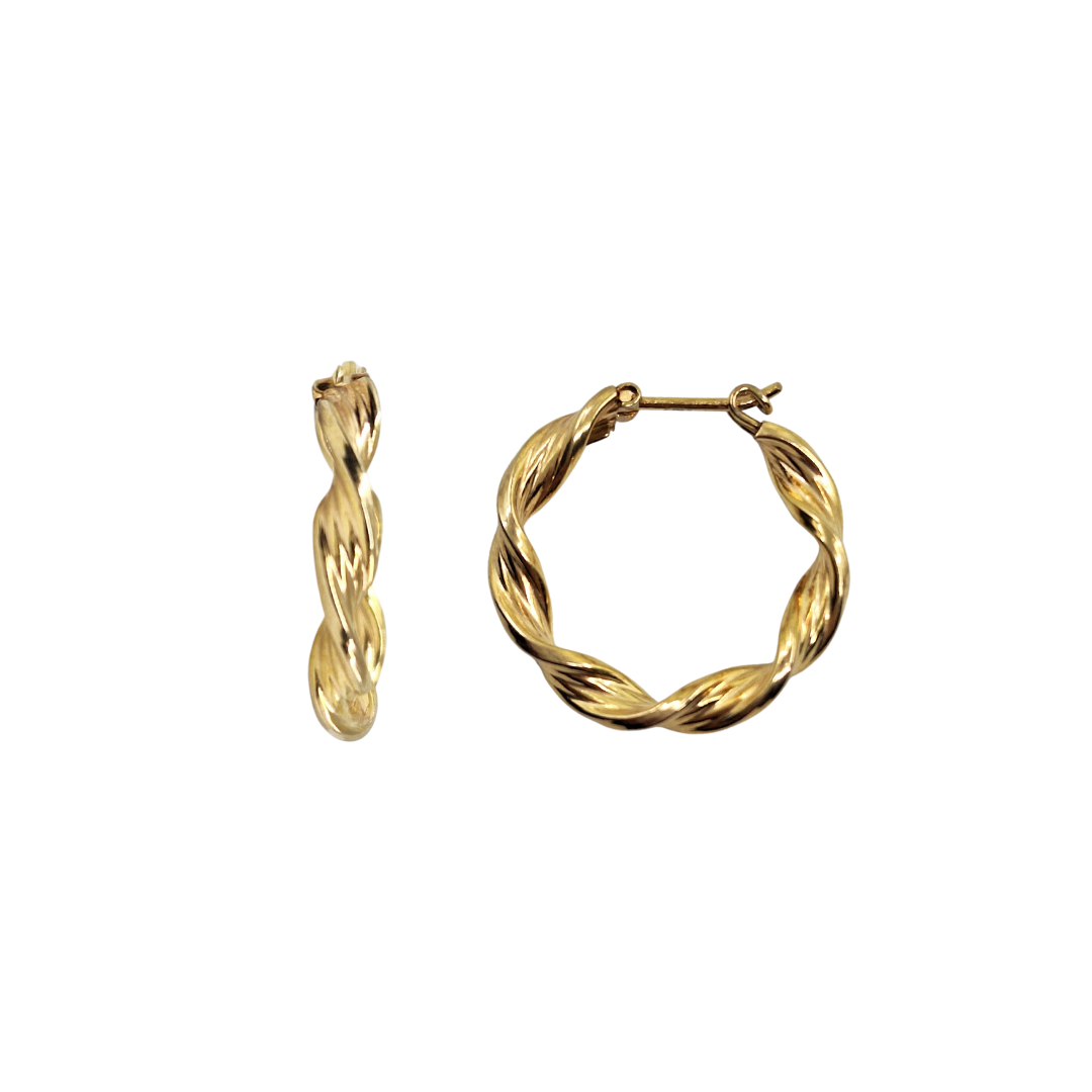 9ct Yellow Gold Twist Creole Earrings