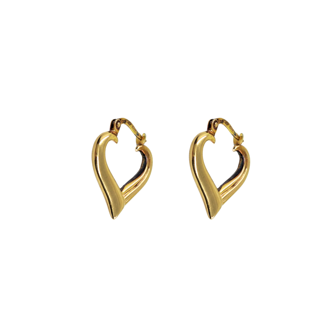 9ct Yellow Gold Heart Shape Creole Earrings