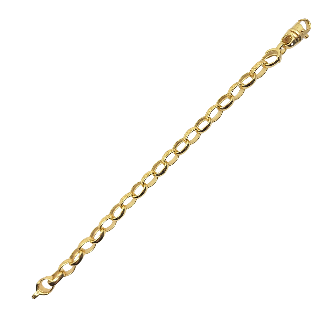9ct Yellow Gold Oval Link Belcher Bracelet 9"