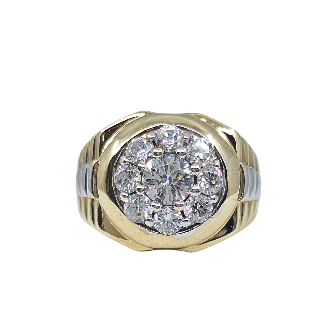 9ct Yellow & White Gold Cubic Zirconia Rolex Style Ring