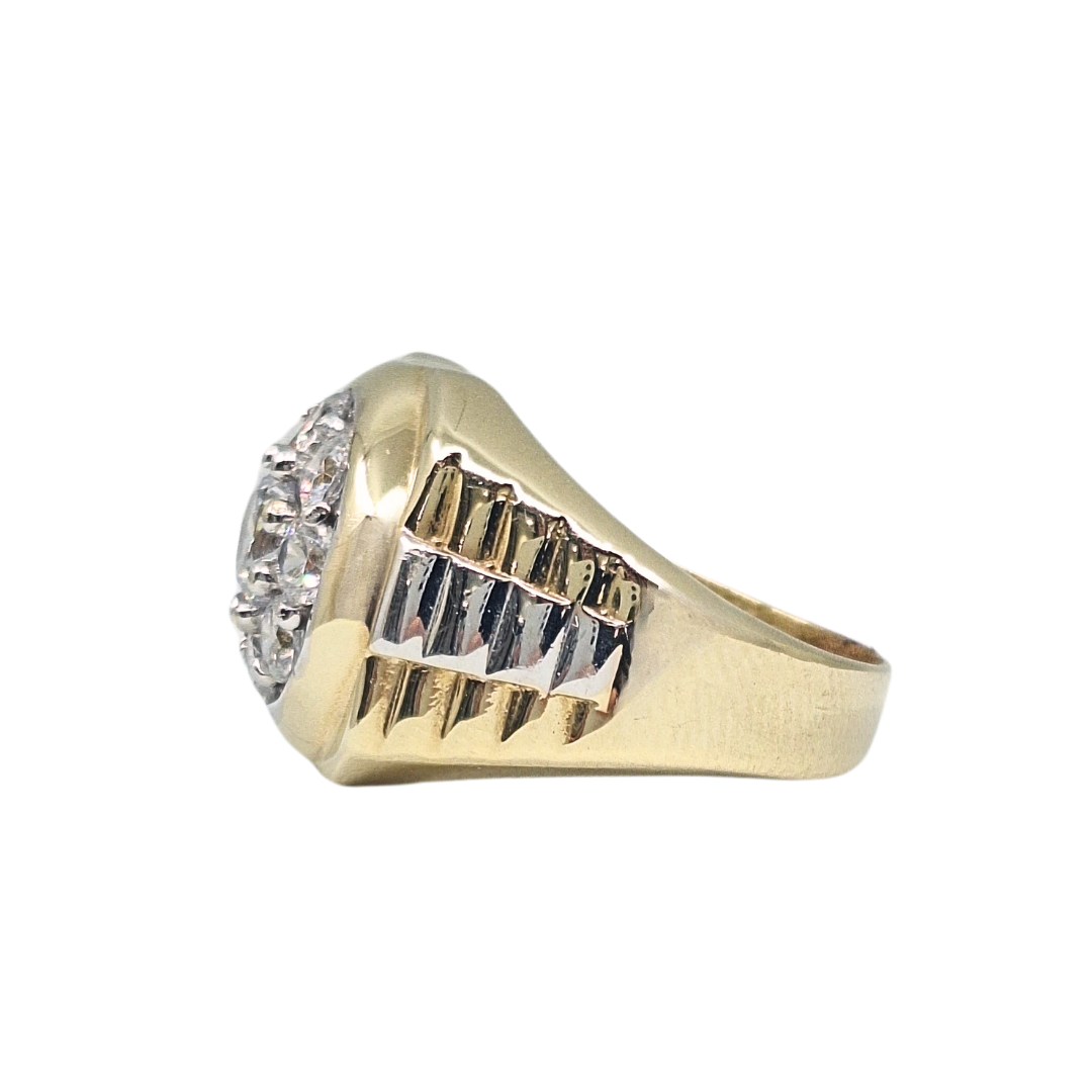 9ct Yellow & White Gold Cubic Zirconia Rolex Style Ring