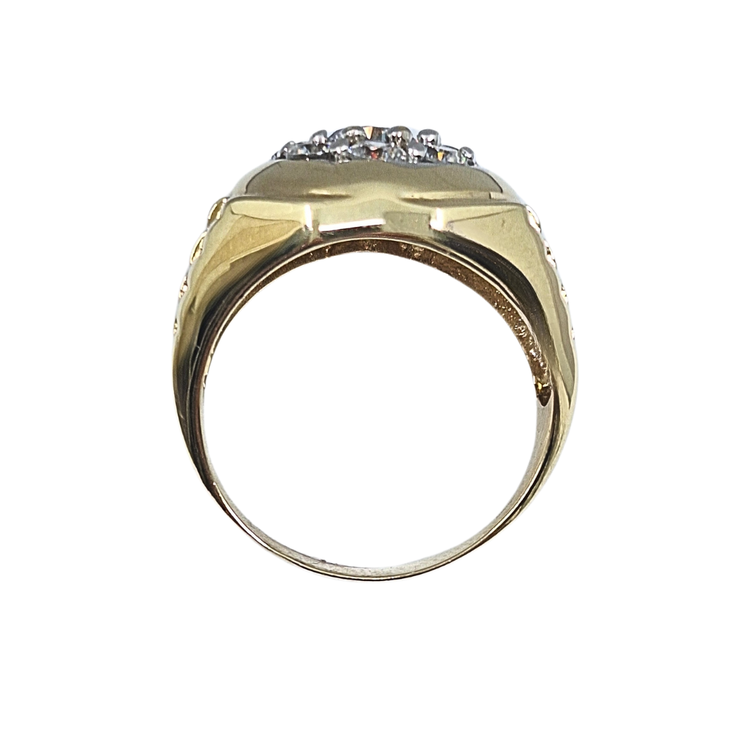 9ct Yellow & White Gold Cubic Zirconia Rolex Style Ring